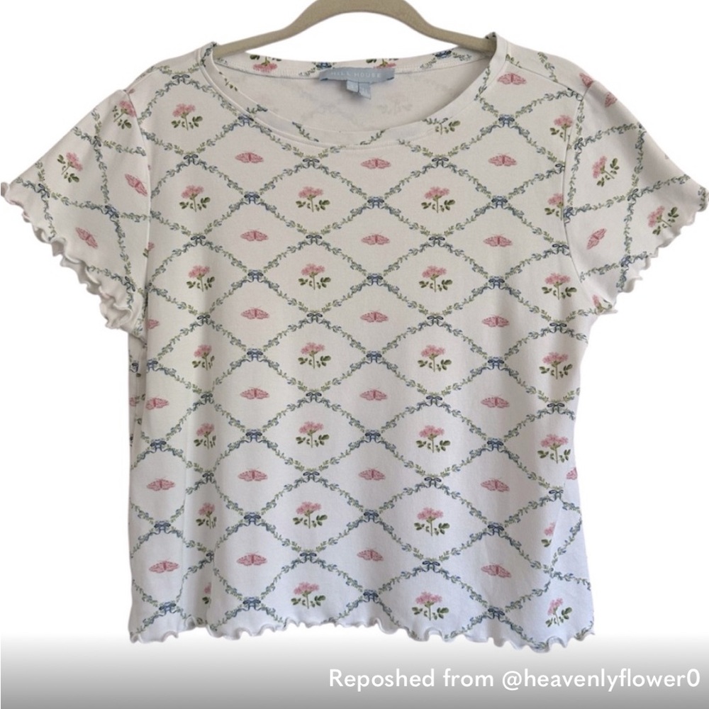 Hill House Floral Pajama Top - White and Pink